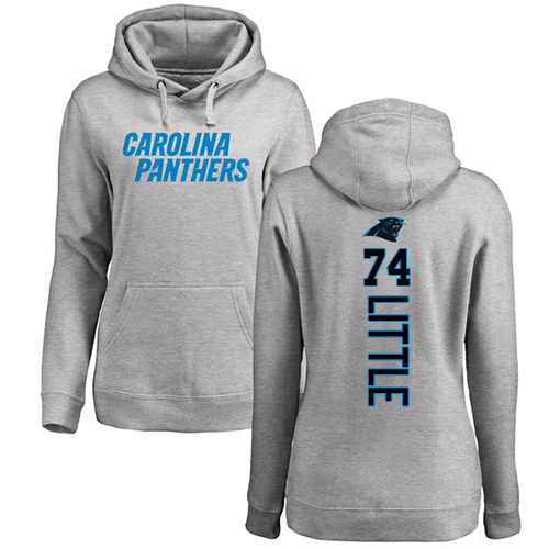Carolina Panthers Ash Women Greg Little Backer NFL Football #74 Pullover Hoodie Sweatshirts